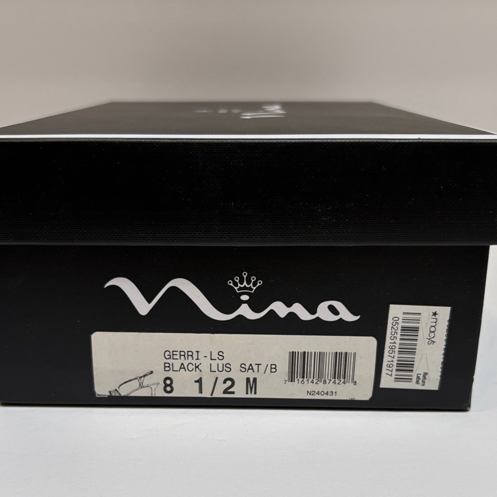 Nina Black Strappy Slingback Heels with Subtle Embellishment, Size 8.5 - Picture 10 of 10